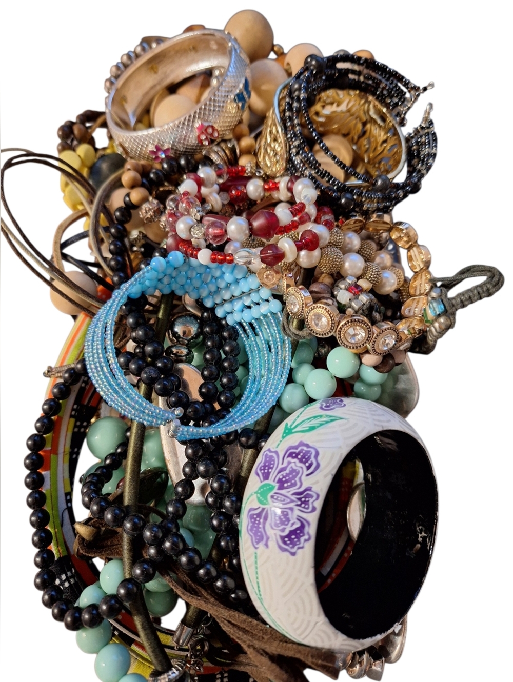 38 Bundle Lot Mixed Necklaces & Bracelets Unlisted Colorful Bohemian Festival